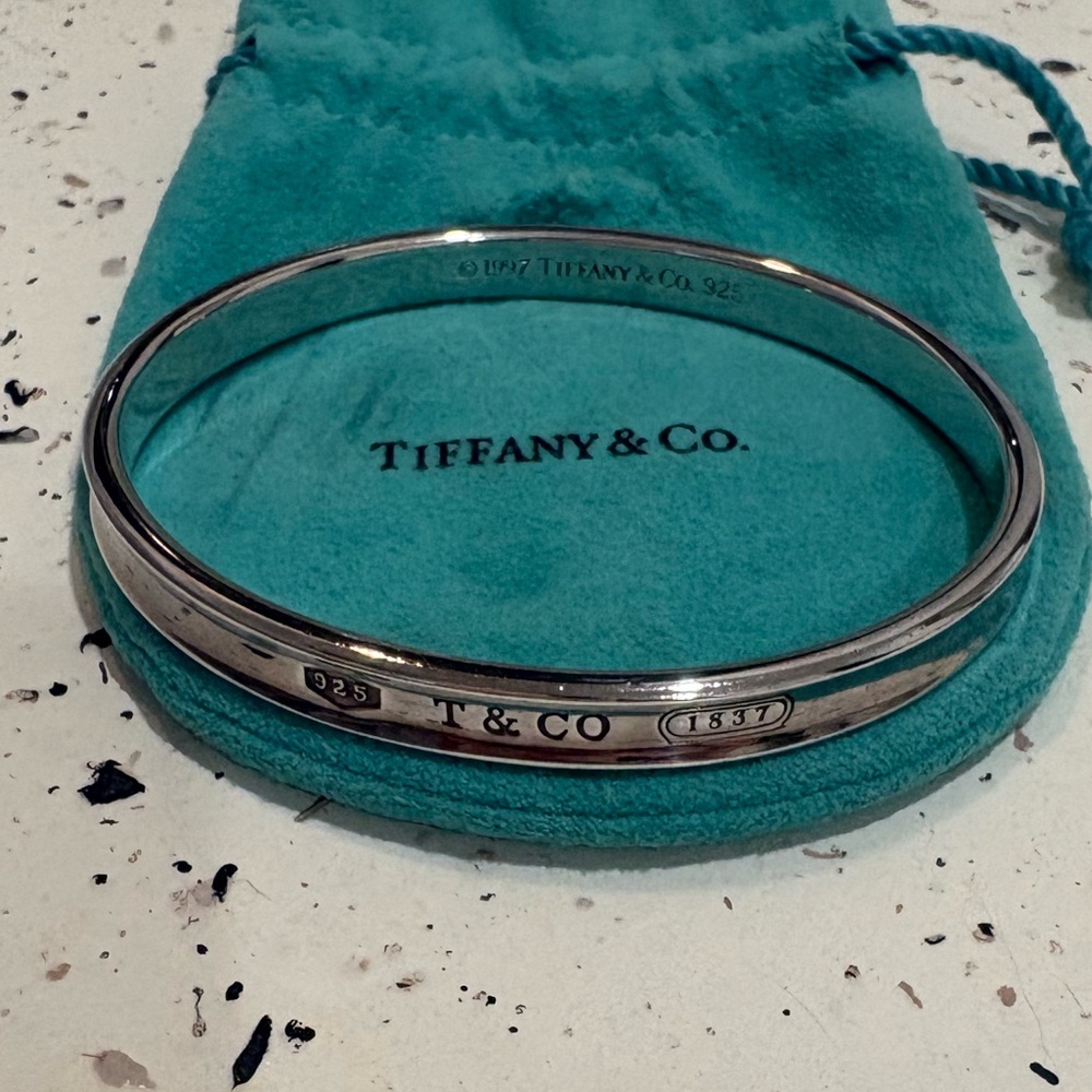 Tiffany & Co. Sterling Silver T & CO 1837 Engraved Bangle - Picture 1 of 5